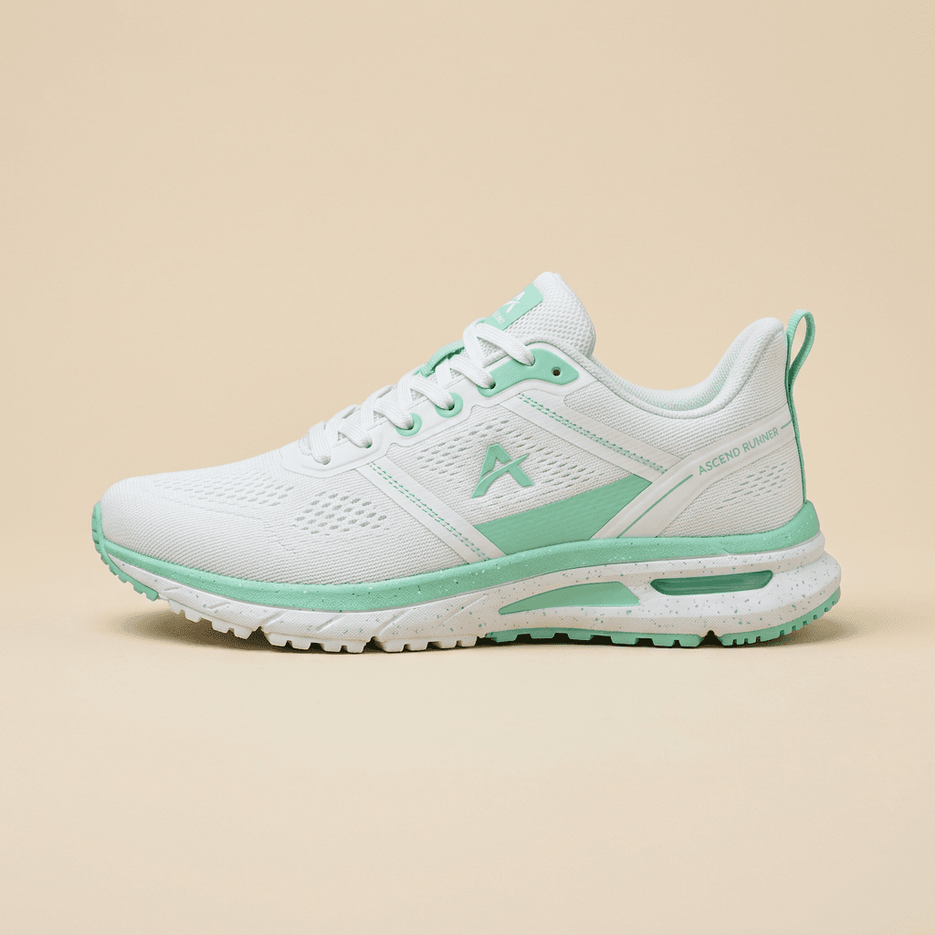 White and mint Aero Run sneaker